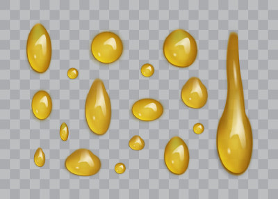 transparent drops of honey isolated on gray backgr