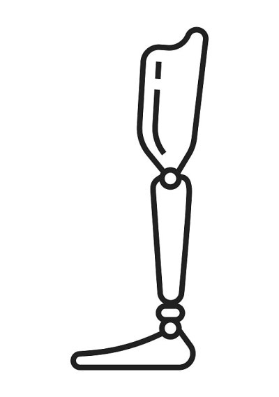 Prosthetics symbol for web design, app. Orthopaedi