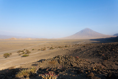 非洲坦桑尼亚的纳特隆湖地区景观。冷盖火山