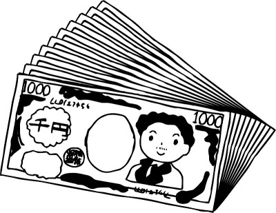 Bunch of  Cute hand-painted Japanese 1000 yen note