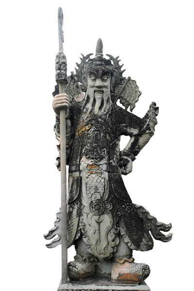 泰国曼谷卧佛寺的中国古代武士雕塑