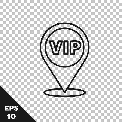 黑线位置Vip图标隔离在透明的背景。向量
