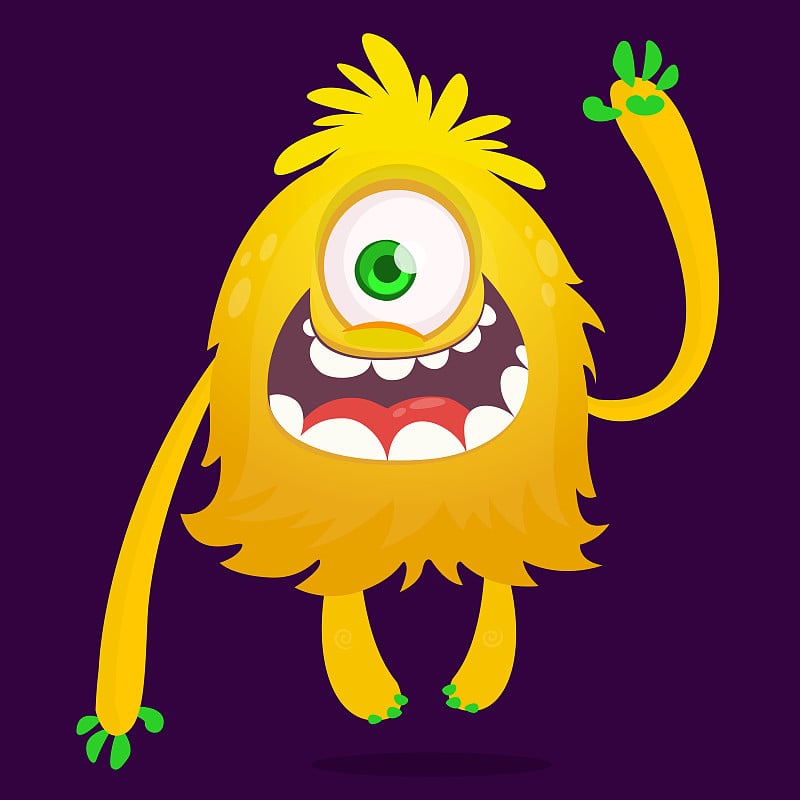 Cute cartoon monster with one eye.