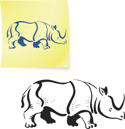 犀牛在贴字条上画画