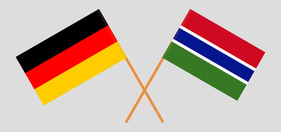 Crossed flags of Gambia and Germany