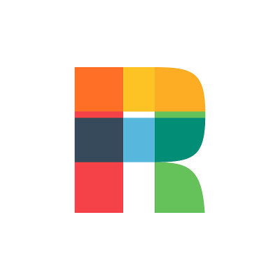 R letter logo colored brightly and vividly with co