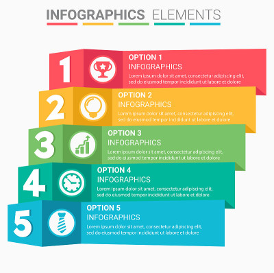INFOGRAPHICS元素抽象设计排名前五的列表模板