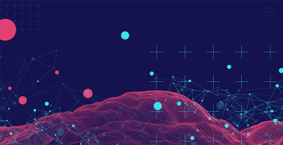 Wireframe background with plexus effect. Futuristi