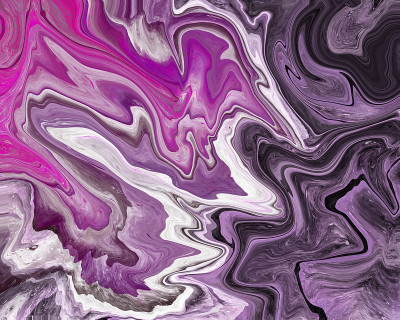 流体艺术纹理。背景与混合油漆效果。抽象大理石绘制紫色，现代质感