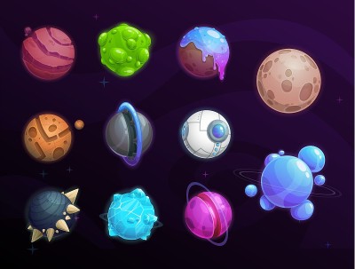 星球的奇幻空间，卡通游戏界面
