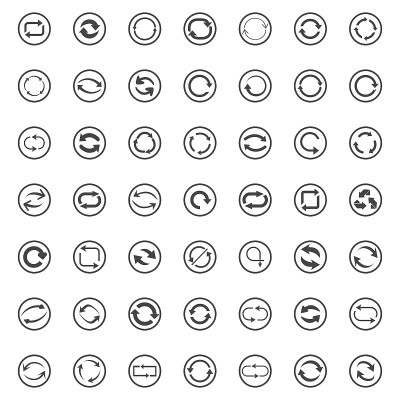 Repeat icons set. set of 49 refresh filled icons s