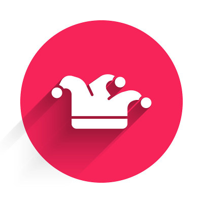 White Joker playing card icon isolated with long s