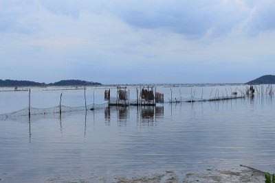 渔网在海边，日落时分在乡村
