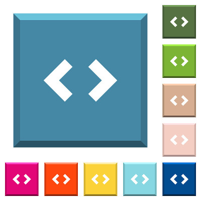 Script code white icons on edged square buttons