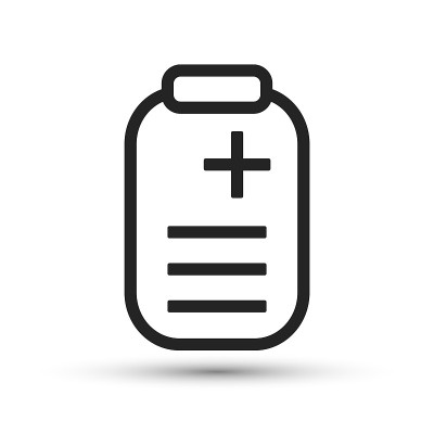 一个医疗处方图标矢量医疗元素的时尚设计。移动概念和网络应用的简单象形图。矢量线医生空白图标孤立在白色