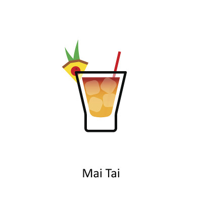 迈泰鸡尾酒图标在扁平风格