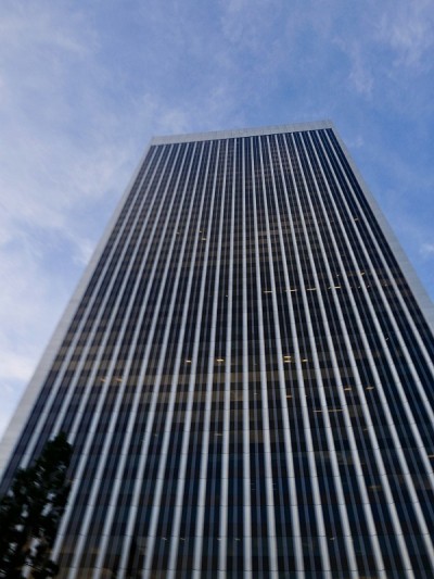 具有垂直线条外观的高层建筑