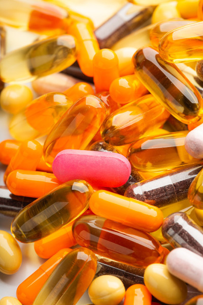 colorful medication and pills from above