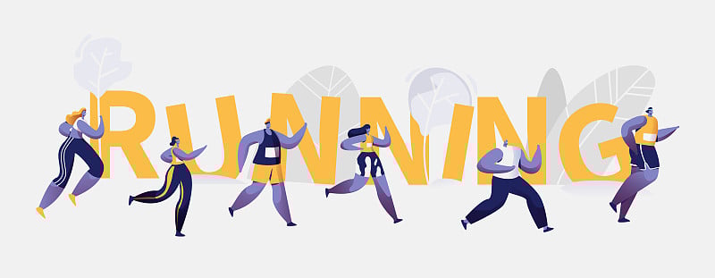 People Marathon Running Sport Competition Typograp