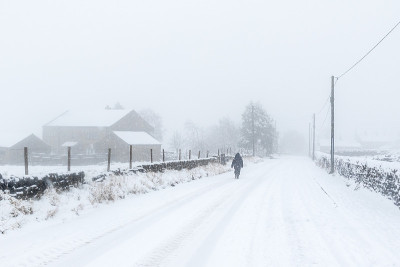 雪覆盖了道路