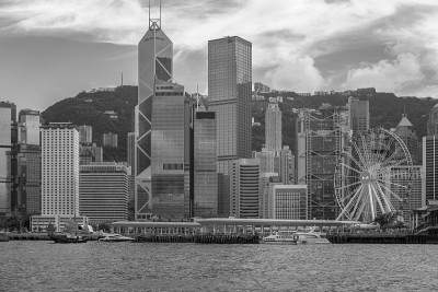 香港港湾景观与B&W颜色