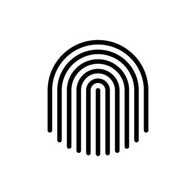 指纹图标。生物识别锁图标