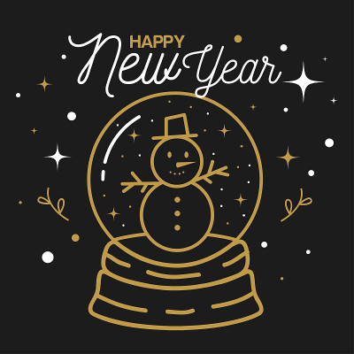 在球矢量设计雪人新年快乐