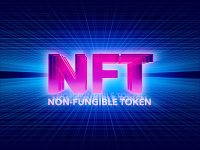3d渲染概念的NFT -不可替换的令牌。技术背景。线框图、粒子、web。