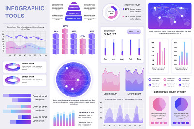 捆绑信息图UI, UX, KIT元素。不同的图表，图表，工作流程，流程图，时间线，方案，营销图标，图