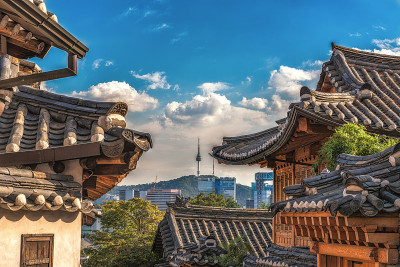 韩国首尔北川韩屋村。