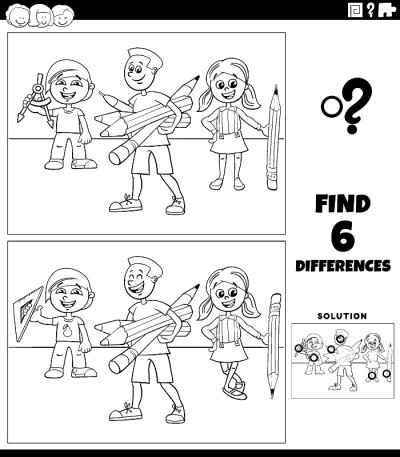 区别游戏与小学生涂色书页