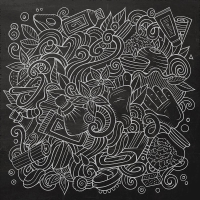 卡通可爱的涂鸦手绘按摩插图