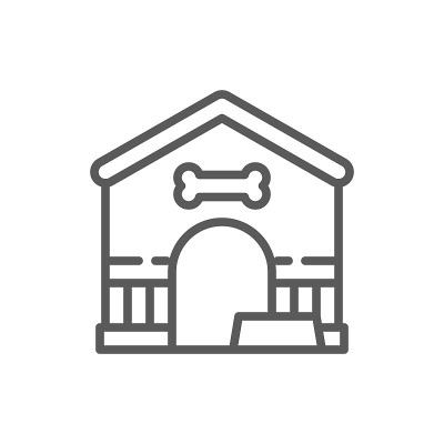 摊位与狗线图标板。