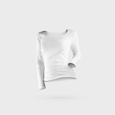 3d渲染白色长袖运动衫模型，孤立的背景，正面视图