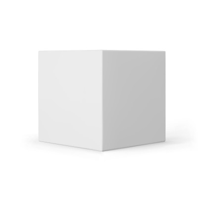 白色三维立方体与透视孤立在白色背景。3d建模箱与照明和阴影。现实的矢量图标