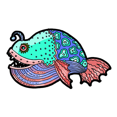 卡通漫画海洋或河流的鱼