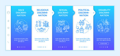 Discrimination types onboarding vector template