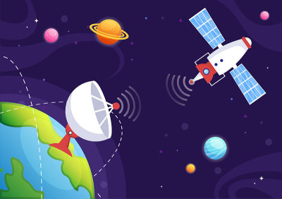 全球5G互联网网络卫星通信平面背景图