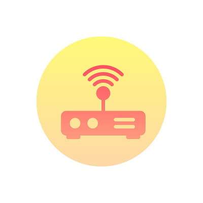 Wifi路由器矢量梯度圆形图标。酒店和服务标志EPS 10