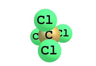 四氯甲烷分子结构孤立在白色上