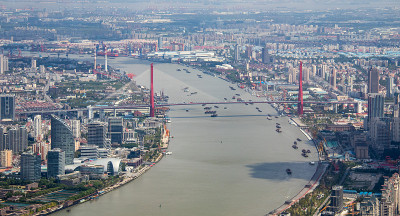 城市景观，上海鸟瞰图