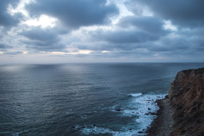 日落时分，从Palos Verdes, CA的Vicente灯塔看风景