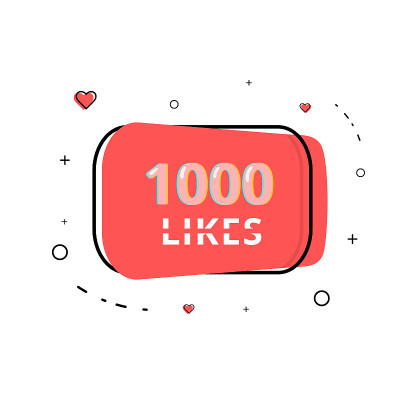 1000个赞，谢谢发帖。矢量插图。