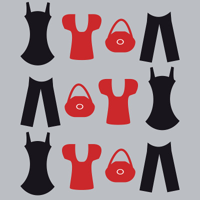 灰色背景上的衣服。矢量插图。
