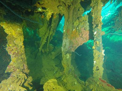 Famous wreck ship Fujikawa maru in Truk lagoon