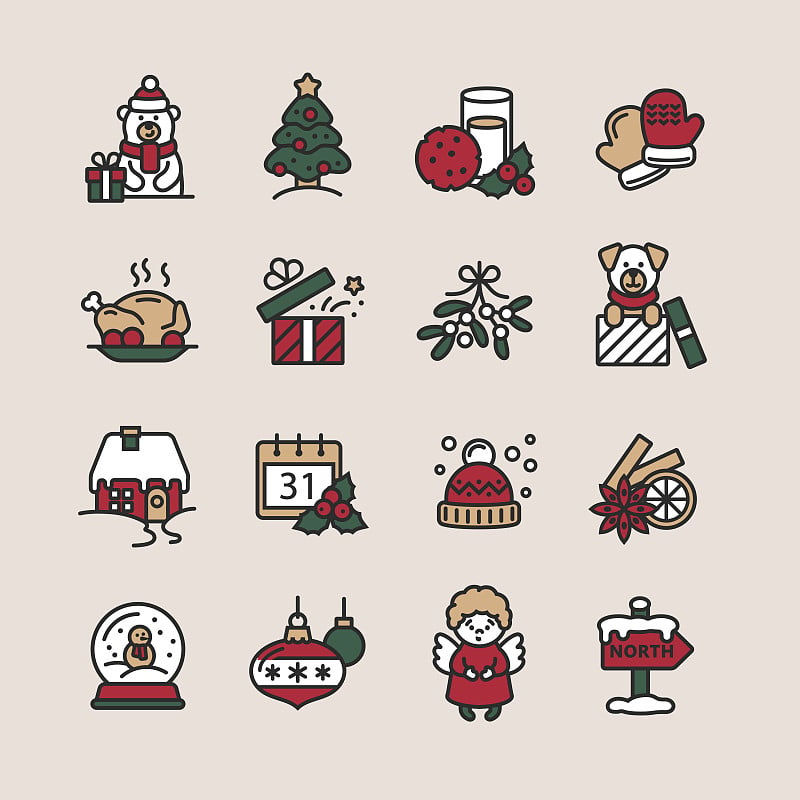 Set of Christmas icons for design and decoration