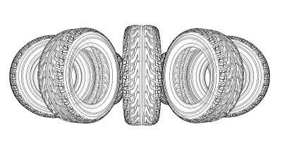 Car tires concept. Vector rendering of 3d