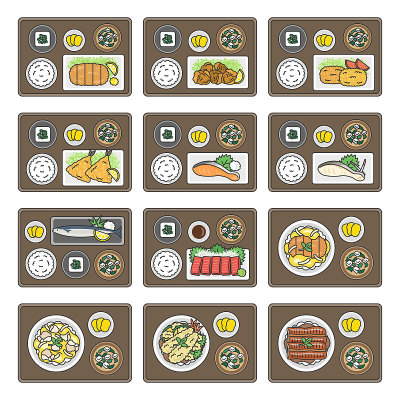 插图一套日本套餐。