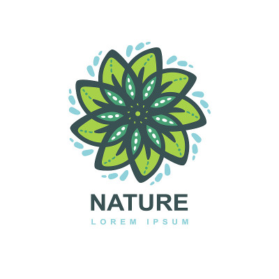 Icon Vector hand sketched logotype, leaf label tem