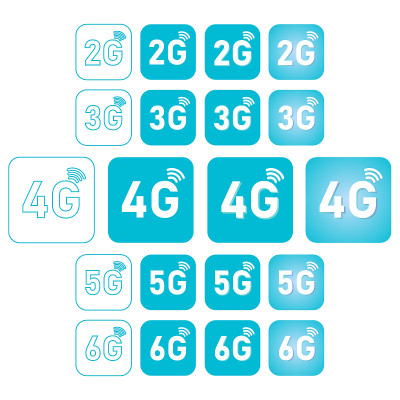 2g, 3g, 4g, 5g, 6g图标设置为互联网和手机。